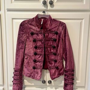 Free People Rose Velvet Military Blazer